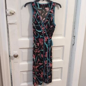 BCBG Floral Wrap Dress - Black and Pink
